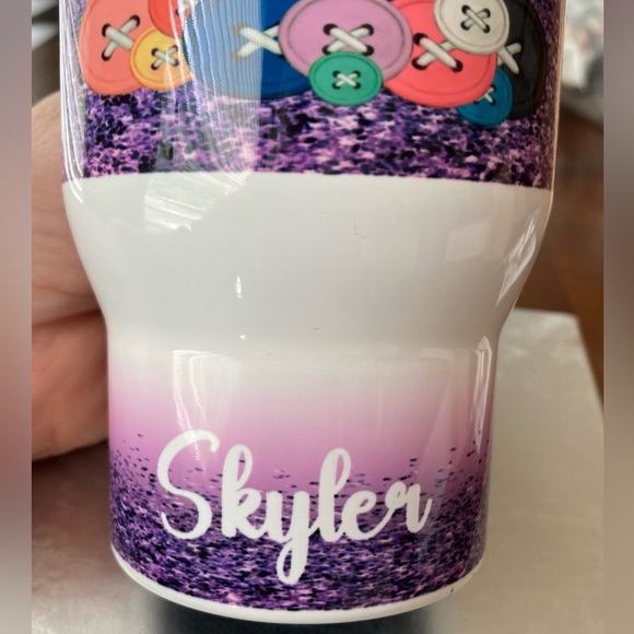 NWT Custom Tumbler Caroline Image With Skyler Printed On Bottom W/Handle Straw - Picture 15 of 16